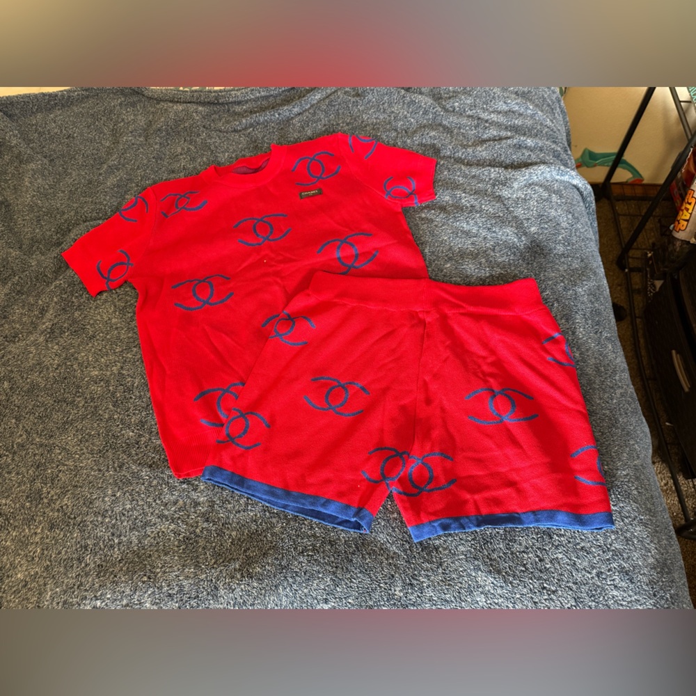 Sweat Shorts and Shirt Set with Chanel Logo design
